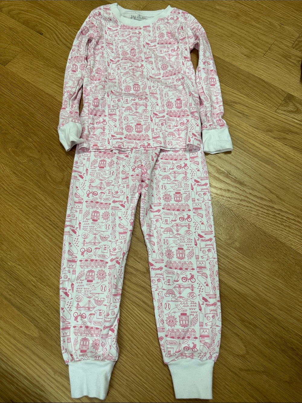 Kids Pink Printed Cotton Pajama Set San Francisco